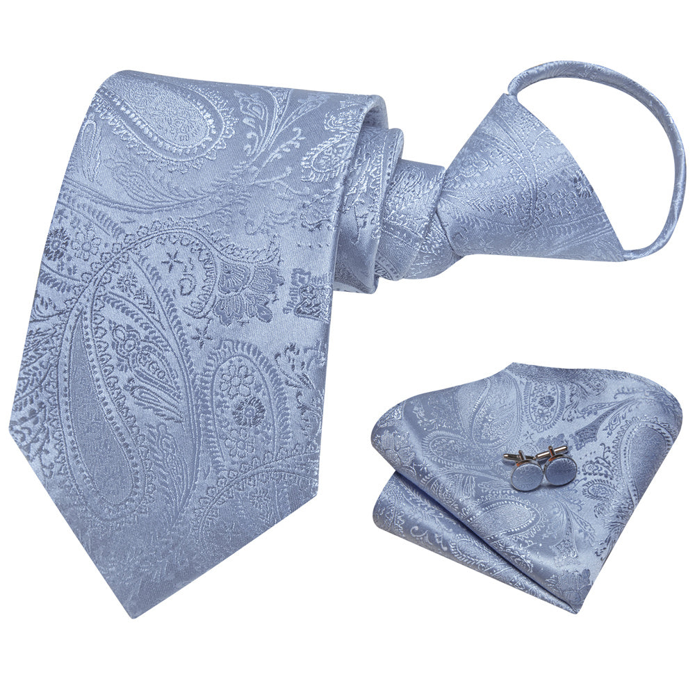 GentCrest Blue Paisley Tie Hanky Cufflinks Set - Image 1