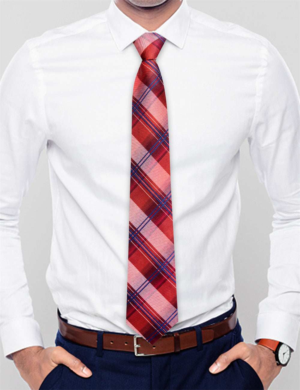 GentCrest Blue Plaid Tie Hanky Cufflinks Set - Image 3