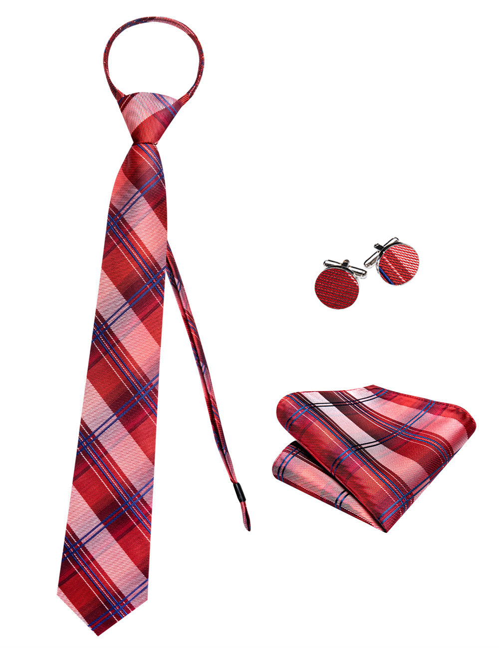 GentCrest Blue Plaid Tie Hanky Cufflinks Set - Image 4