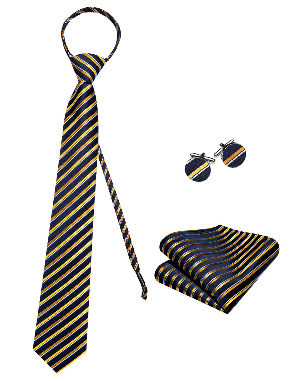 GentCrest Black Striped Tie Hanky Cufflinks Set - Image 4