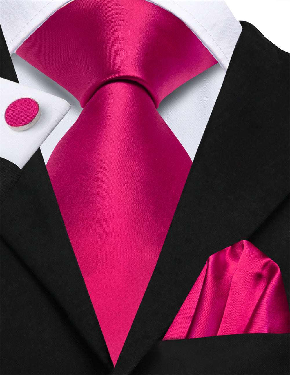 GentCrest Red Solid Tie Hanky Cufflinks Set - Image 2