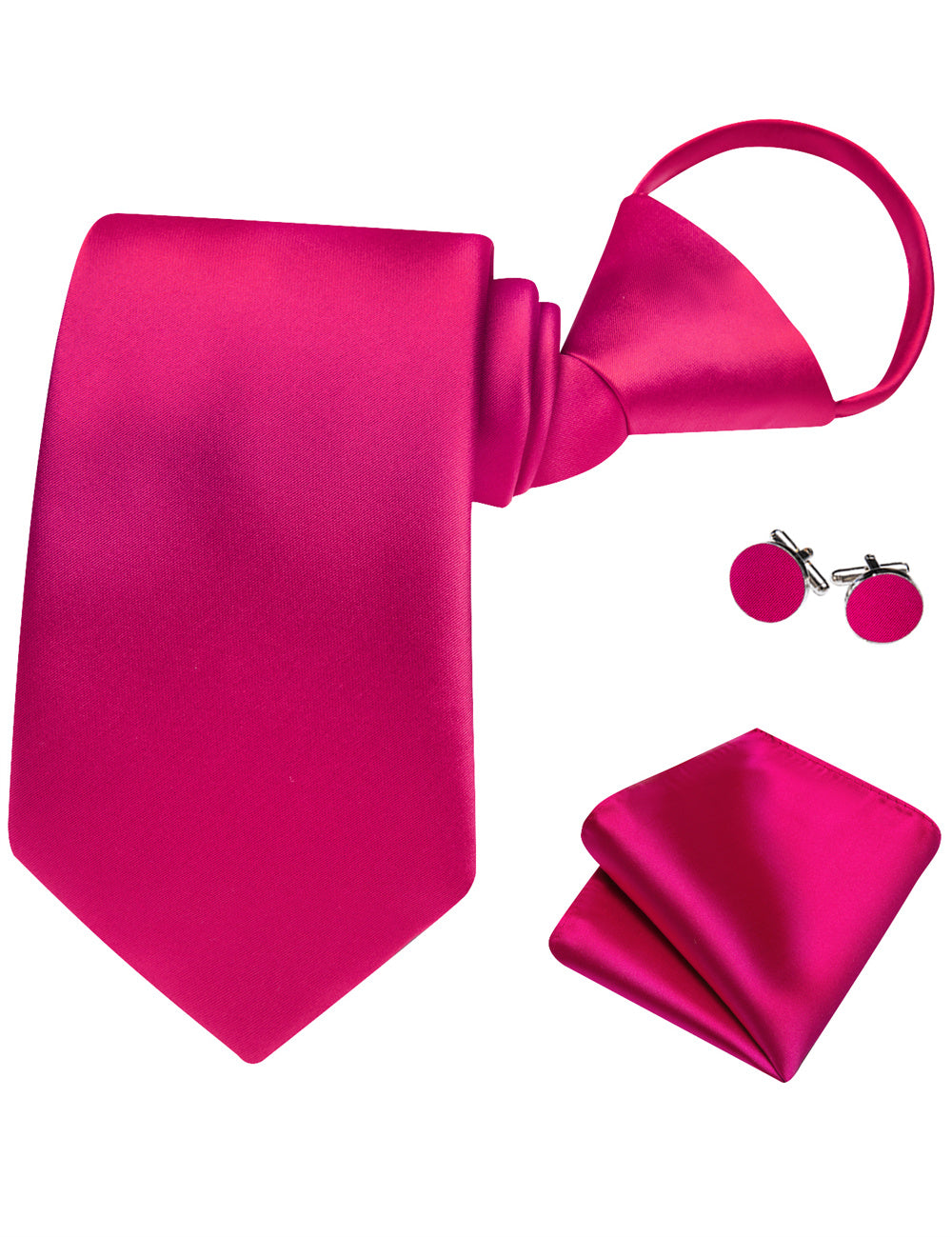 GentCrest Red Solid Tie Hanky Cufflinks Set - Image 4