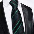 GentCrest Black Striped Tie Hanky Cufflinks Set - Image 1