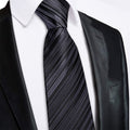 GentCrest Black Striped Tie Hanky Cufflinks Set - Image 1