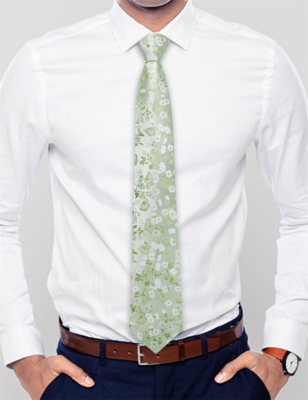 GentCrest Green Floral Tie Hanky Cufflinks Set - Image 3