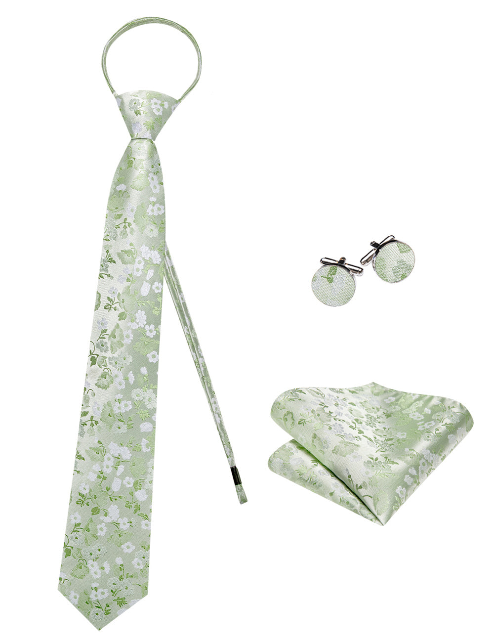 GentCrest Green Floral Tie Hanky Cufflinks Set - Image 4
