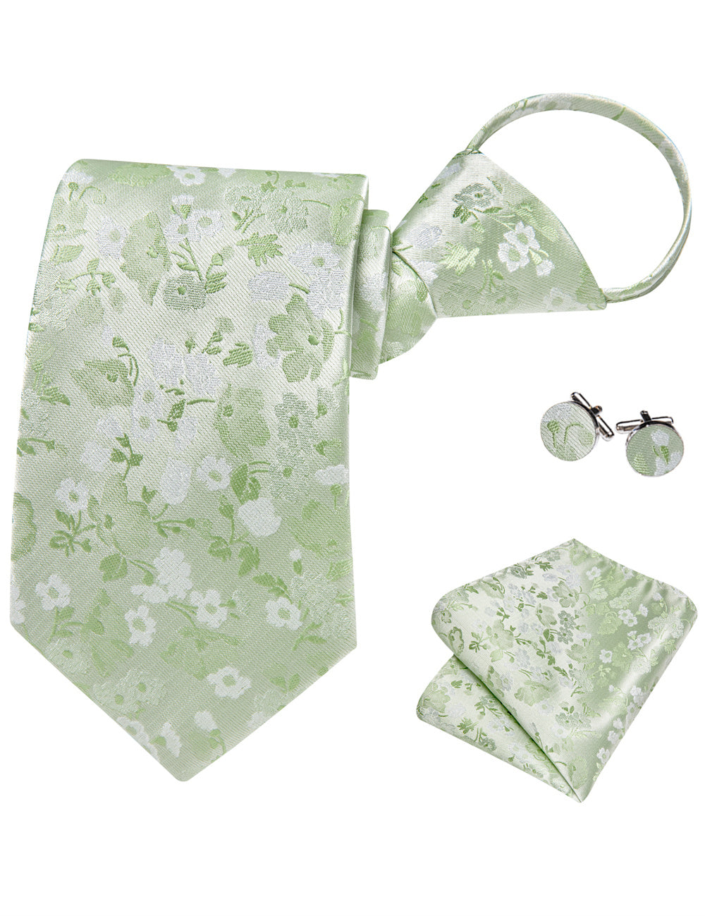 GentCrest Green Floral Tie Hanky Cufflinks Set - Image 5