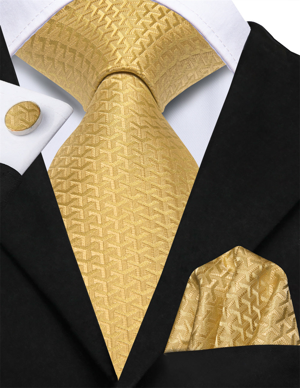 GentCrest Red Geometric Tie Hanky Cufflinks Set - Image 2