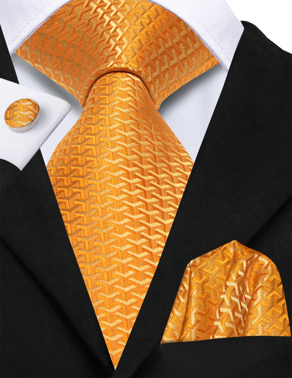GentCrest Red Geometric Tie Hanky Cufflinks Set - Image 2