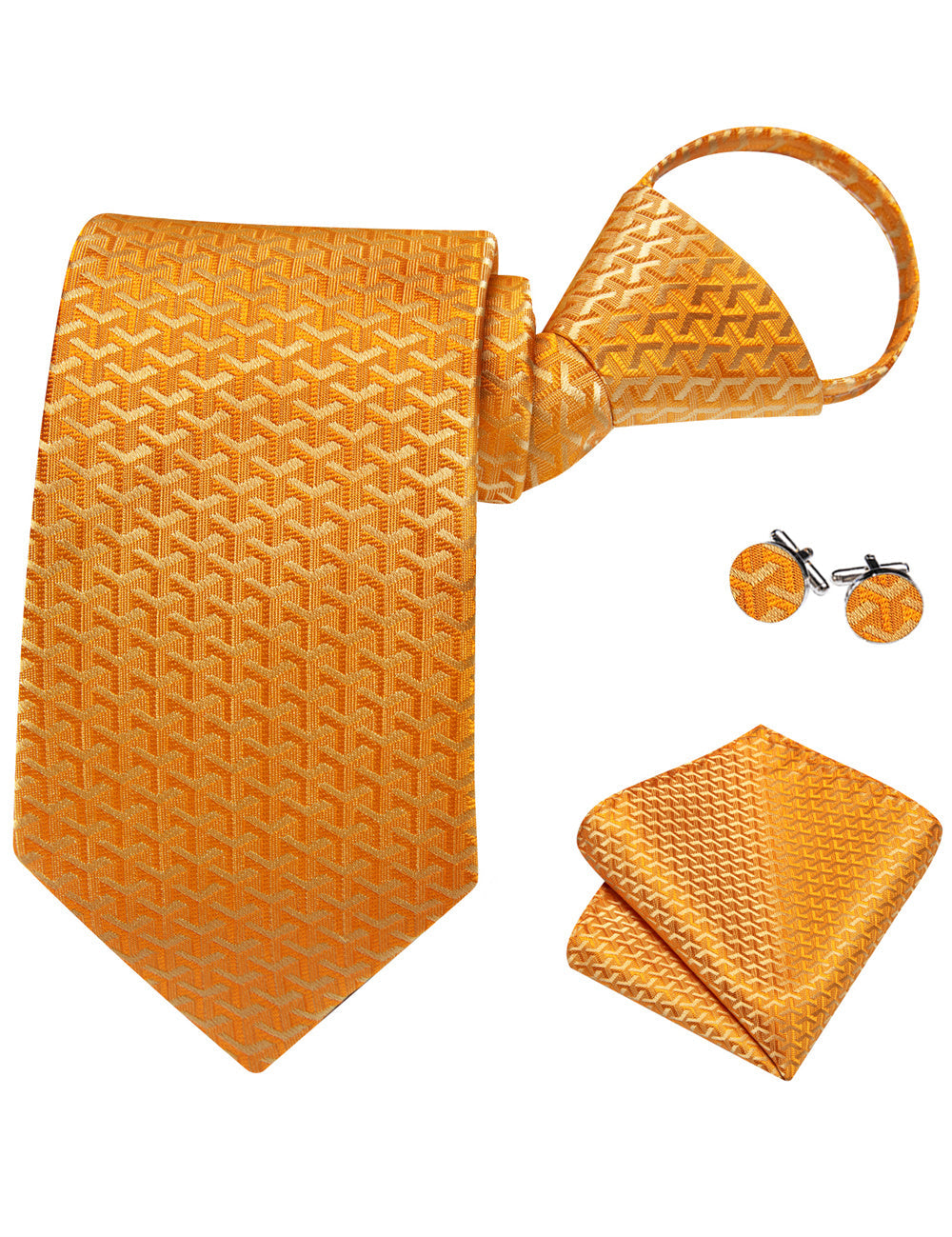 GentCrest Red Geometric Tie Hanky Cufflinks Set - Image 5