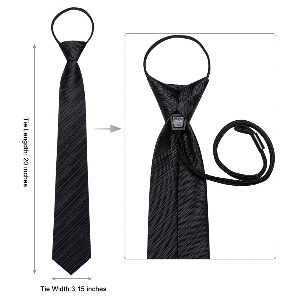 GentCrest Black Striped Tie Hanky Cufflinks Set - Image 2