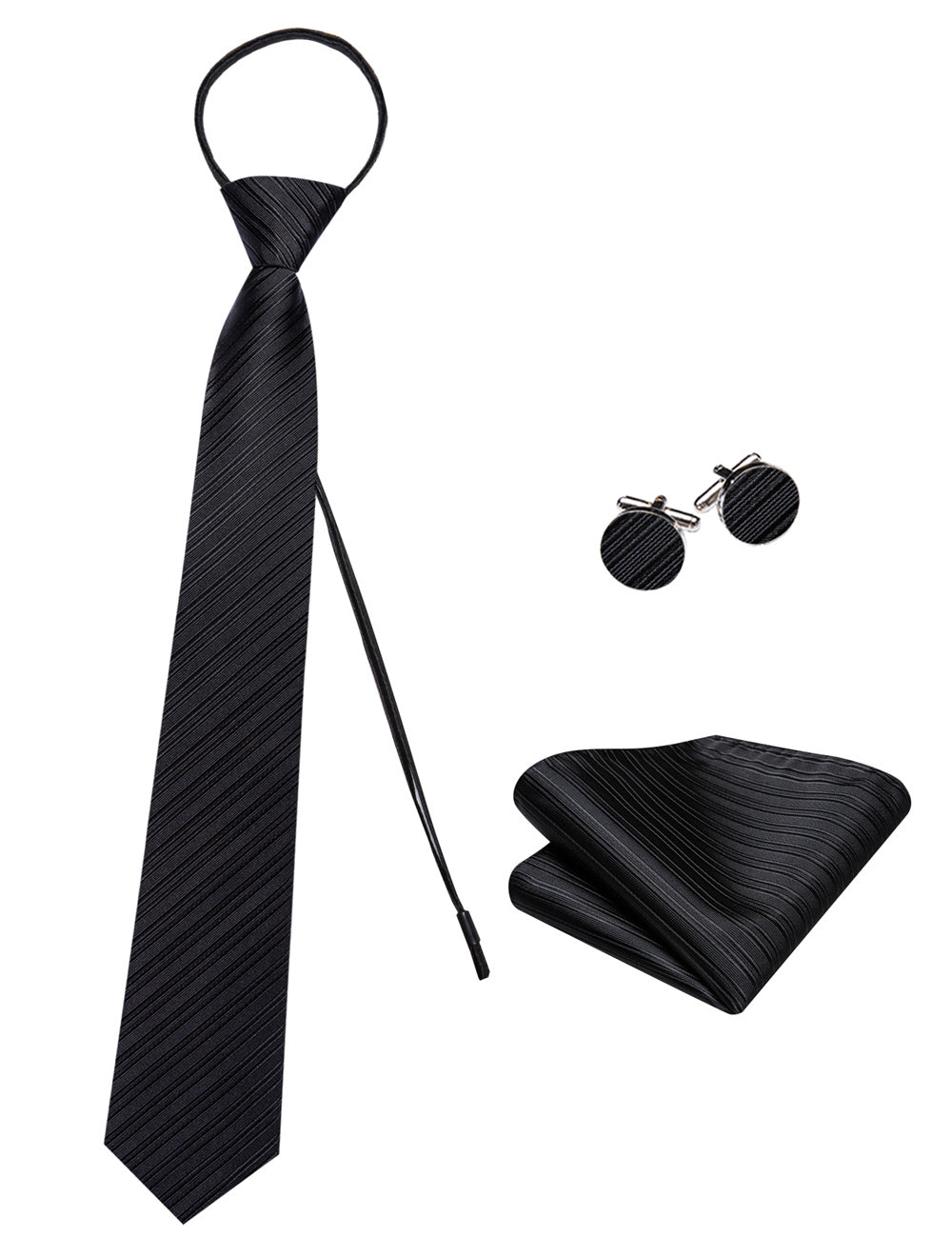 GentCrest Black Striped Tie Hanky Cufflinks Set - Image 5