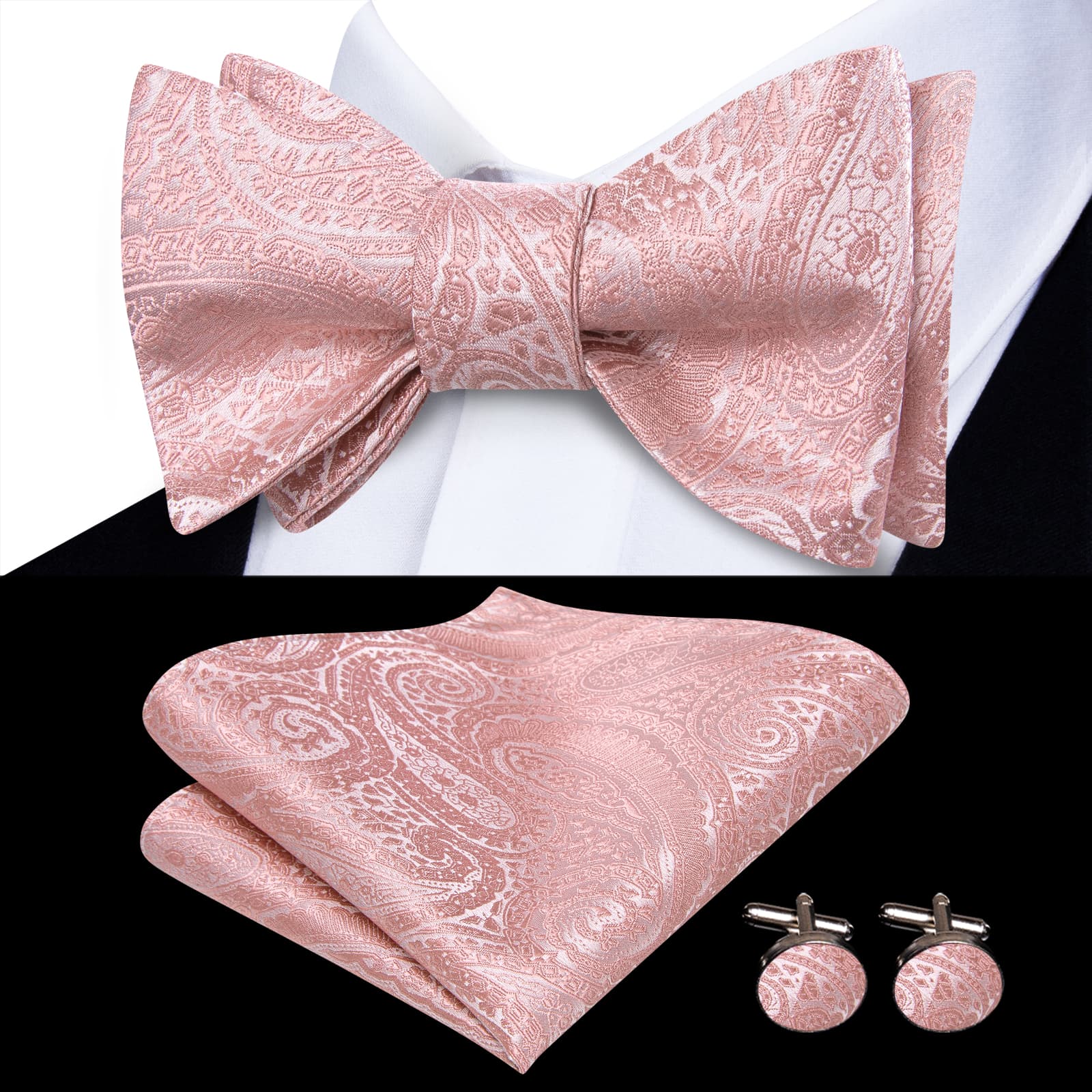 GentCrest Pink Paisley Bowtie Set - Image 1
