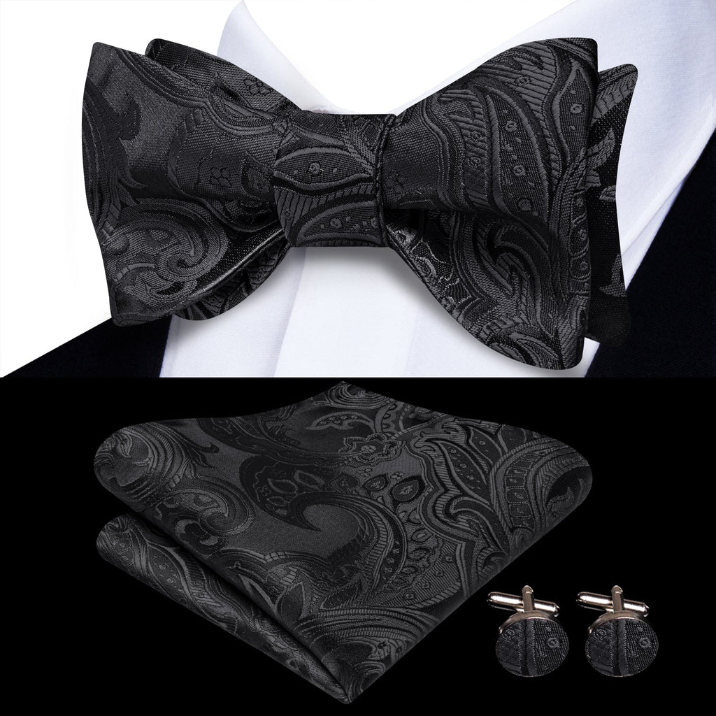 GentCrest Black Paisley Bowtie Set - Image 1