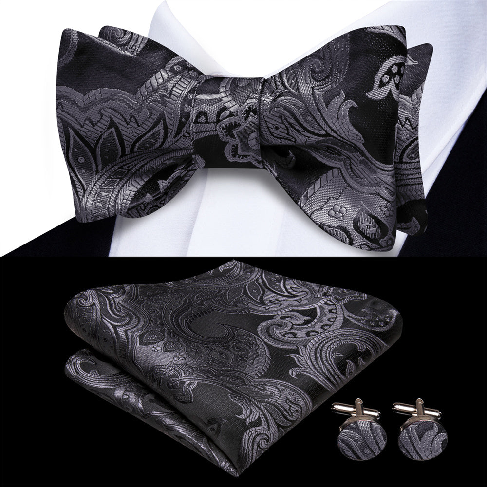 GentCrest Black Paisley Bowtie Set - Image 1