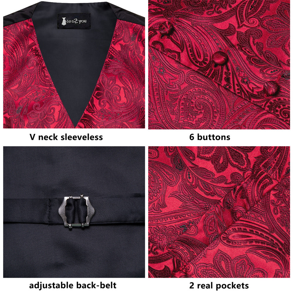 GentCrest Burgundy Paisley Vest Set - Image 4
