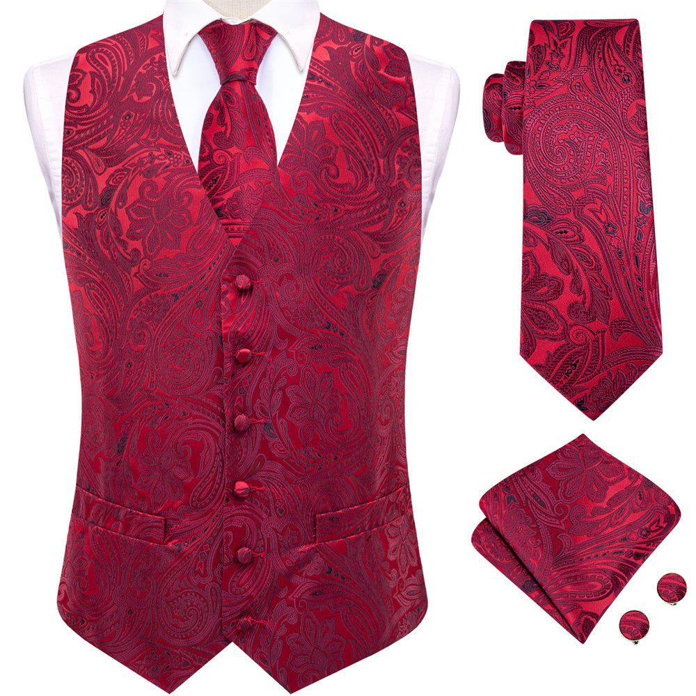 GentCrest Burgundy Paisley Vest Set - Image 1