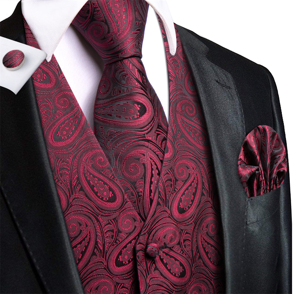 GentCrest Burgundy Paisley Vest Set - Image 3