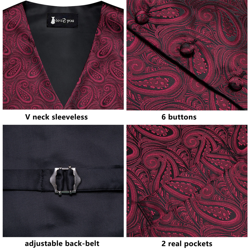 GentCrest Burgundy Paisley Vest Set - Image 2
