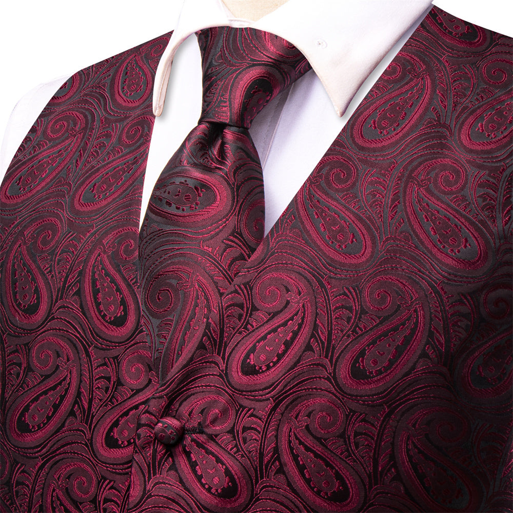 GentCrest Burgundy Paisley Vest Set - Image 4