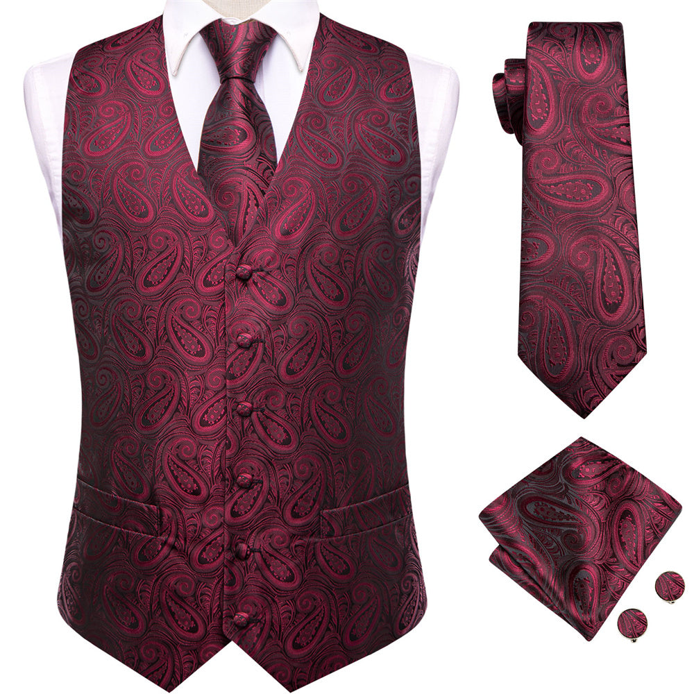 GentCrest Burgundy Paisley Vest Set - Image 1