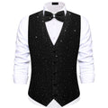Black Sparkling Rhinestone & Bow Tie Set Vest Set - GentCrest