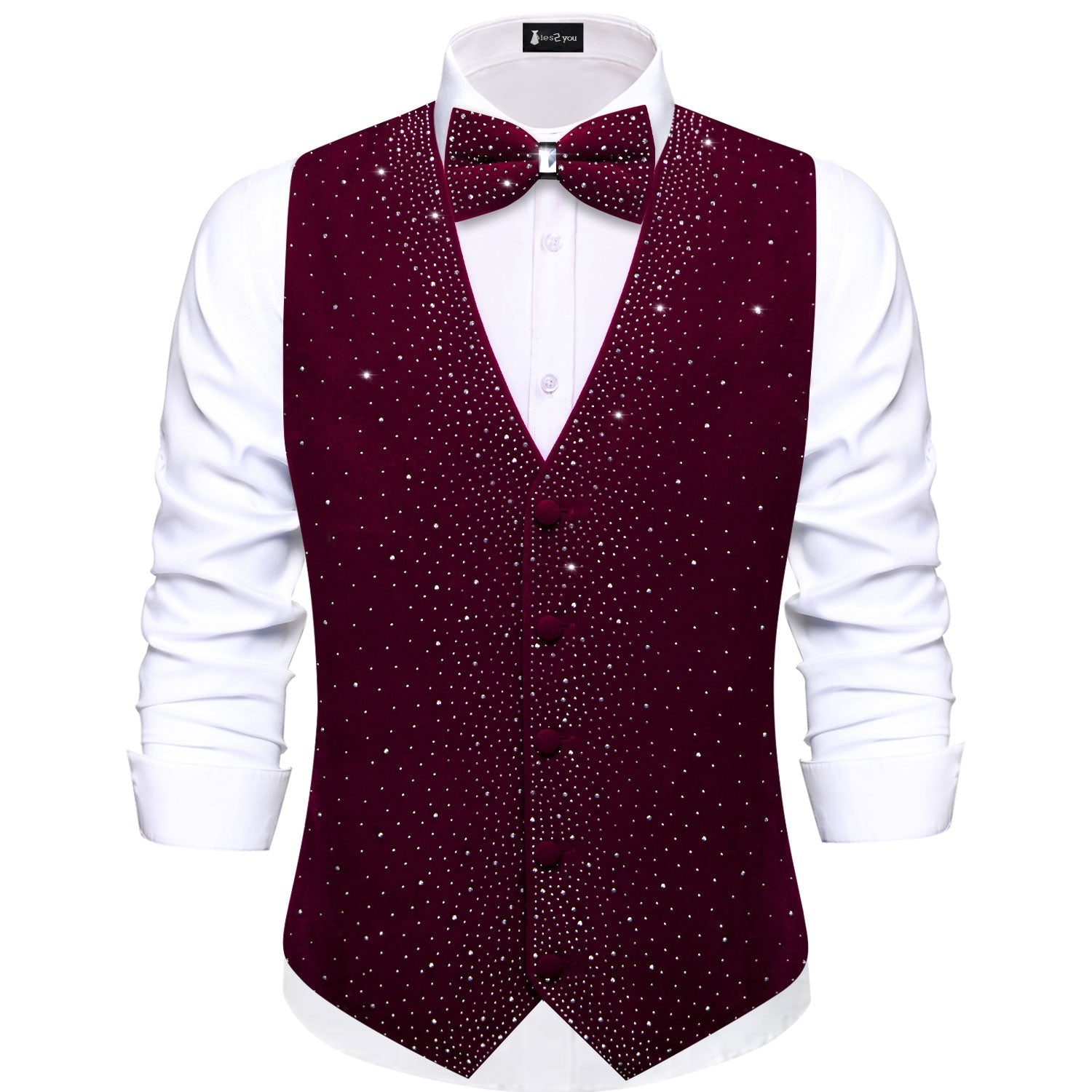 GentCrest Burgundy Solid Vest Set - Image 1