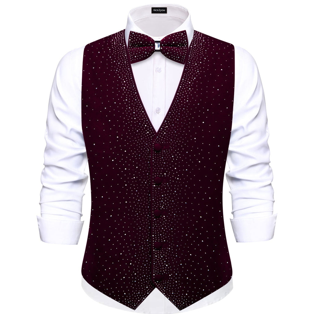 GentCrest Burgundy Rhinestone Vest Set - Image 1