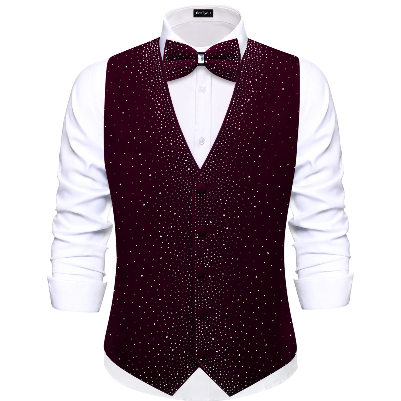 GentCrest Burgundy Rhinestone Vest Set - Image 1