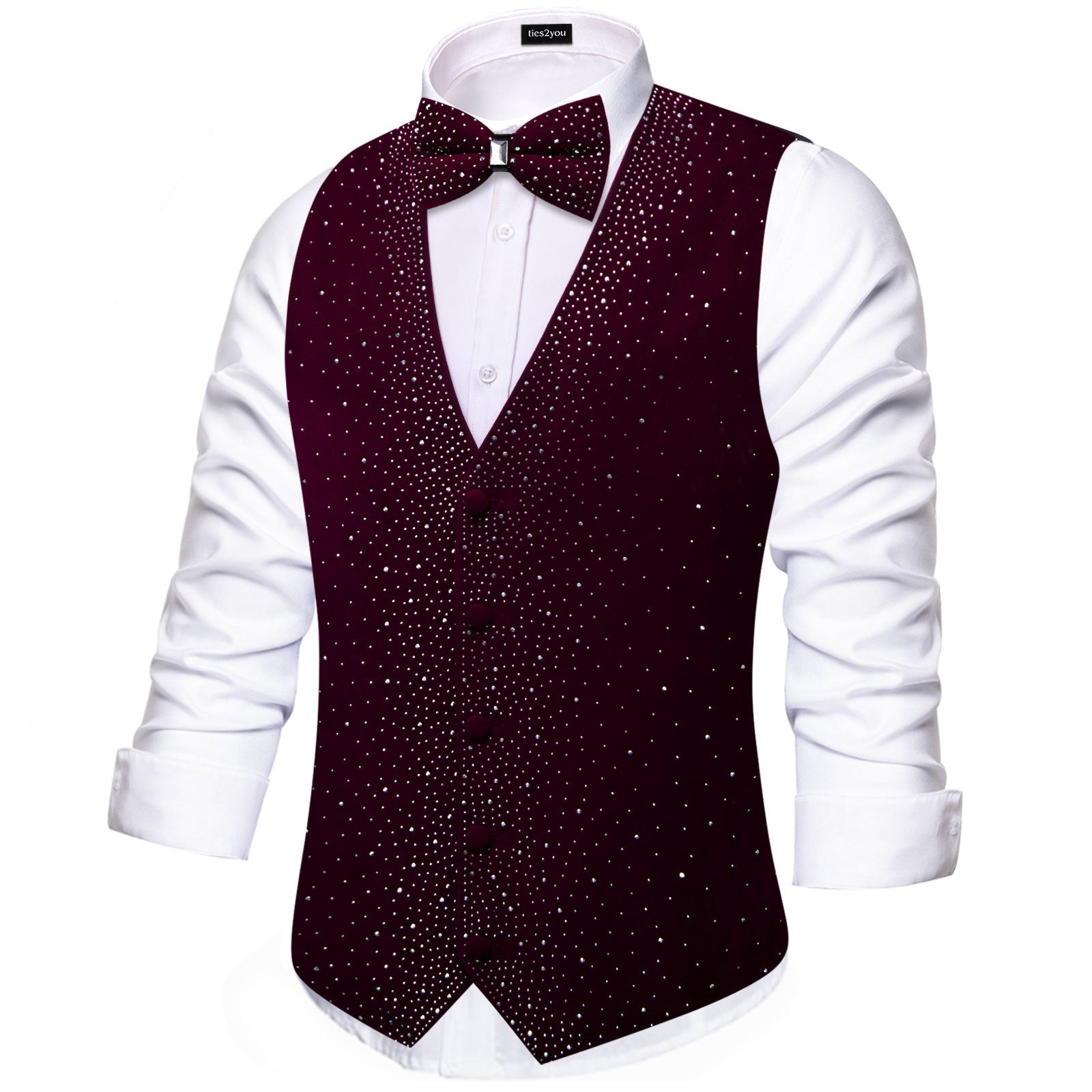 GentCrest Burgundy Rhinestone Vest Set - Image 3