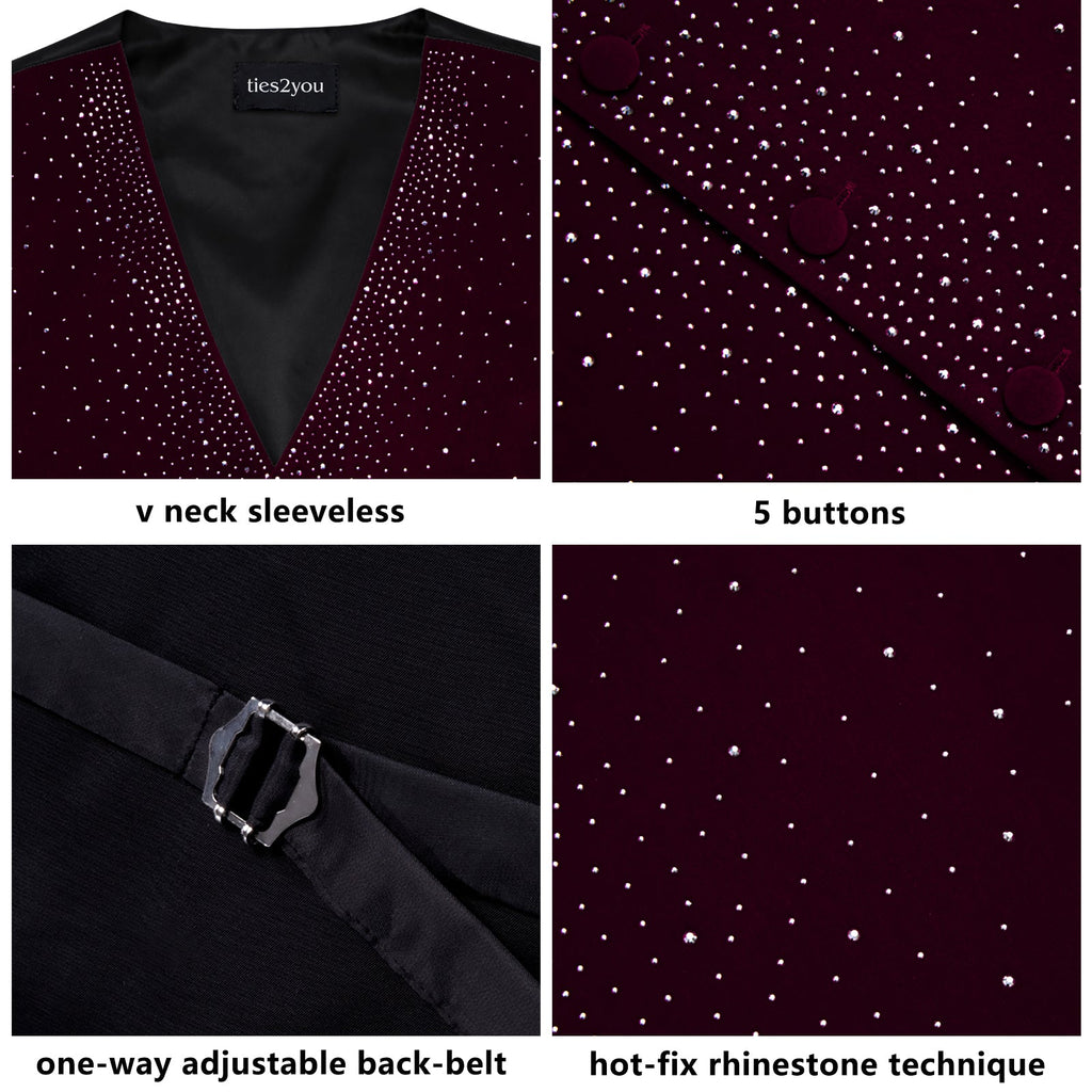 GentCrest Burgundy Rhinestone Vest Set - Image 7
