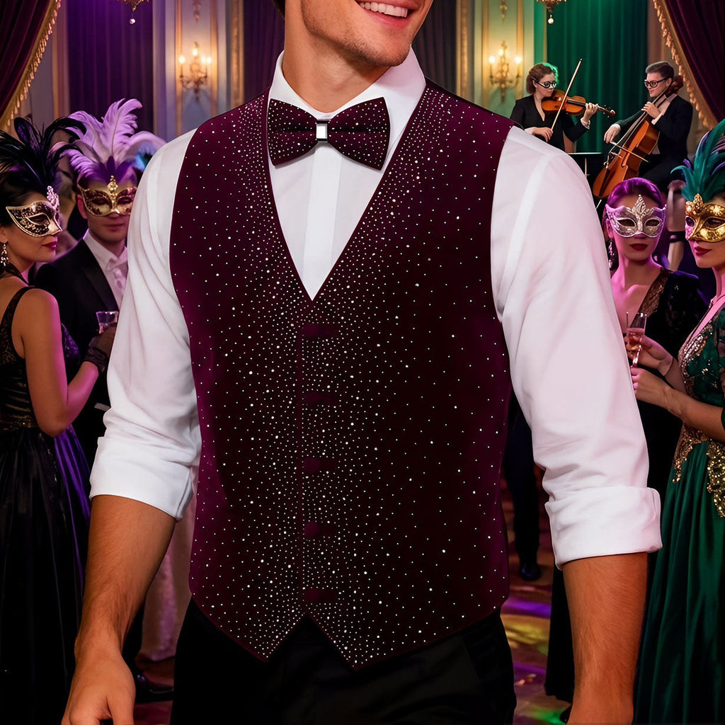 GentCrest Burgundy Rhinestone Vest Set - Image 2