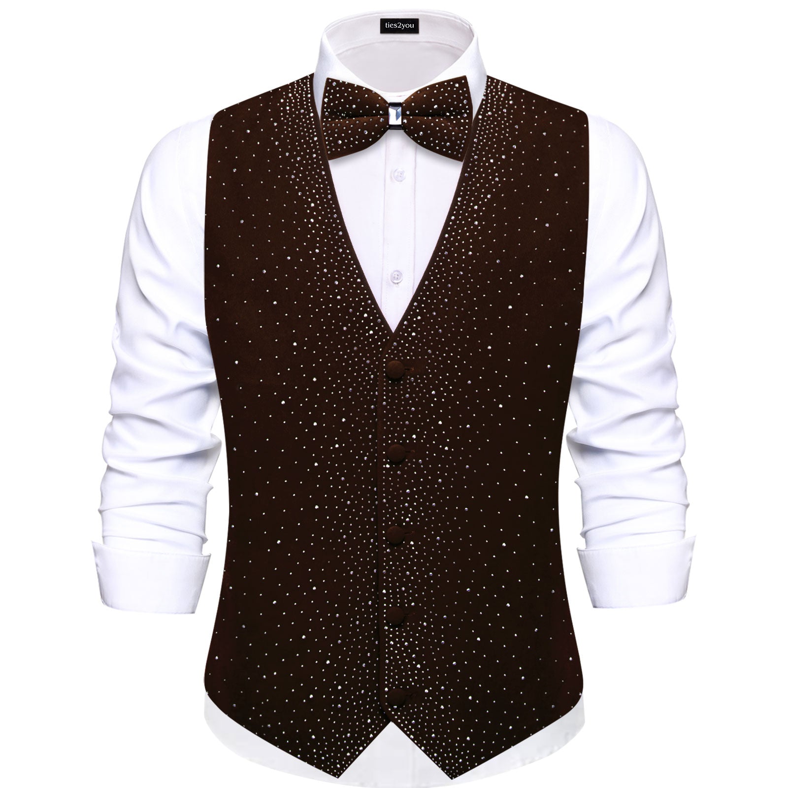 GentCrest Brown Rhinestone Vest Set - Image 1