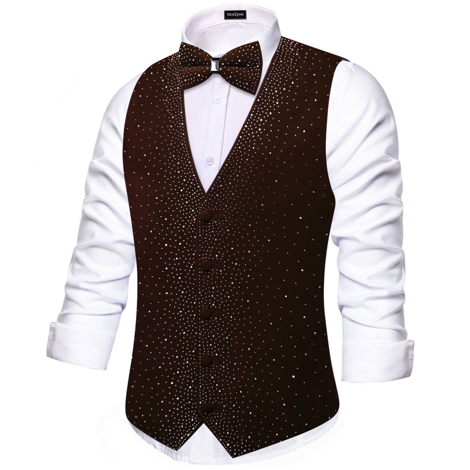 GentCrest Brown Rhinestone Vest Set - Image 4