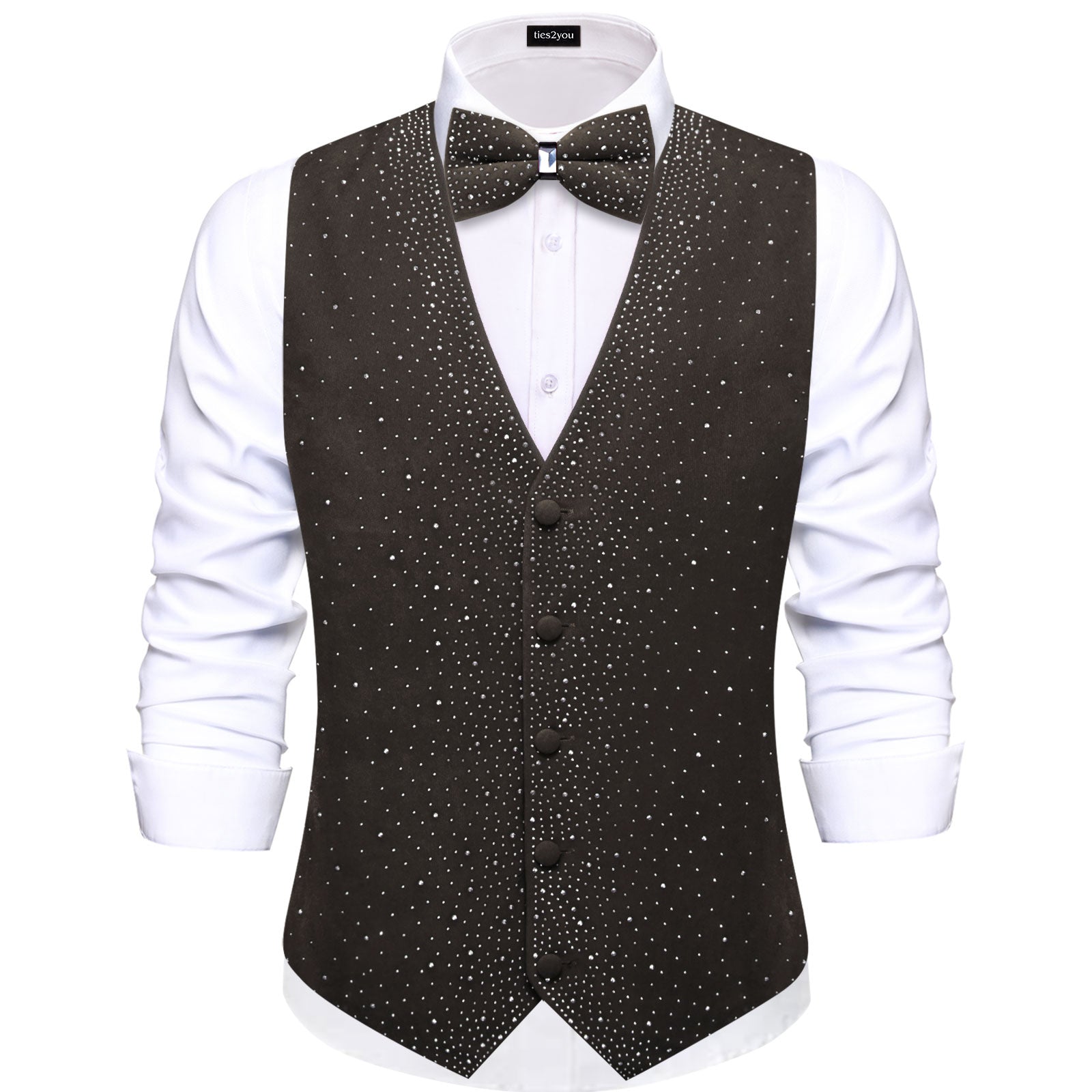 GentCrest Grey Rhinestone Vest Set - Image 1