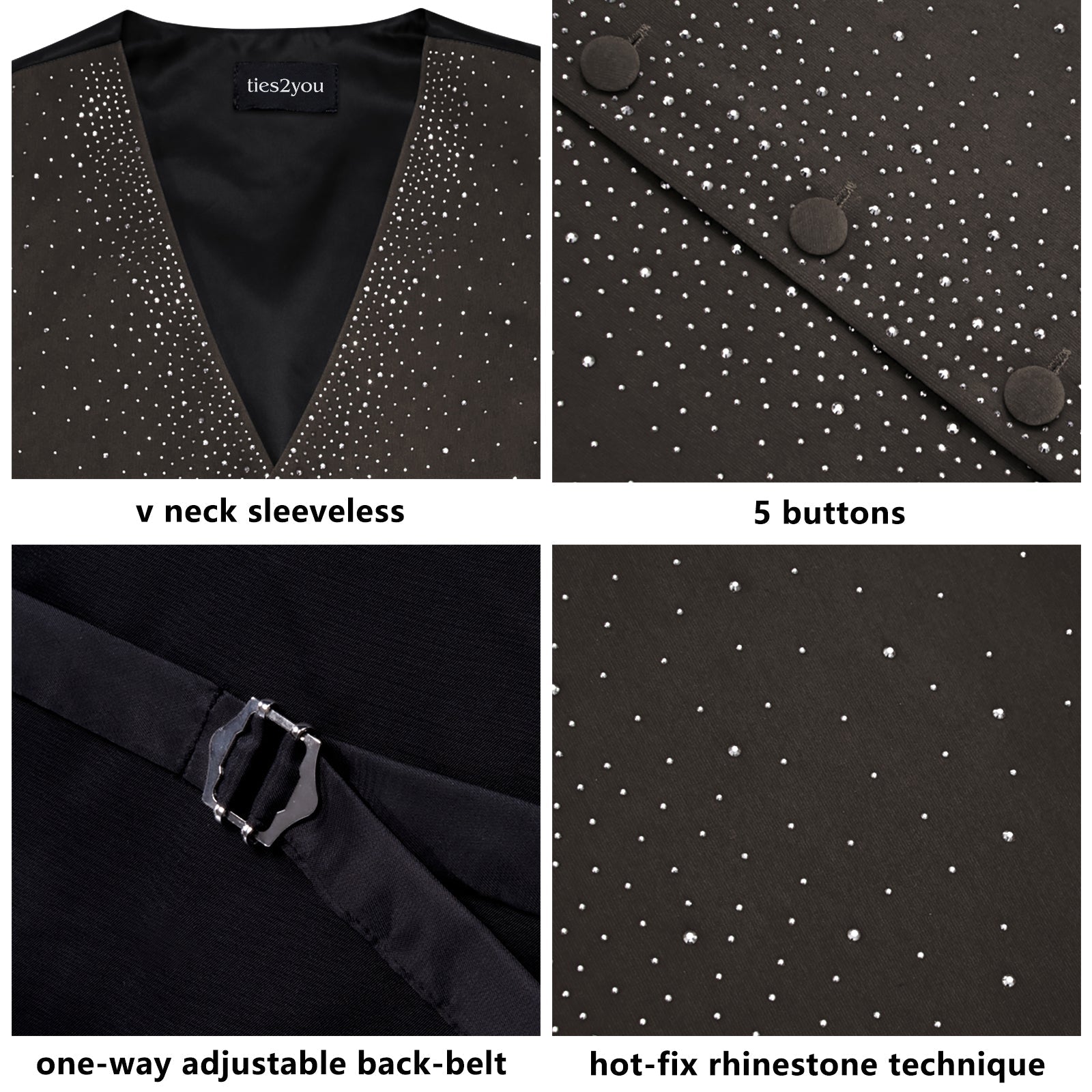GentCrest Grey Rhinestone Vest Set - Image 7