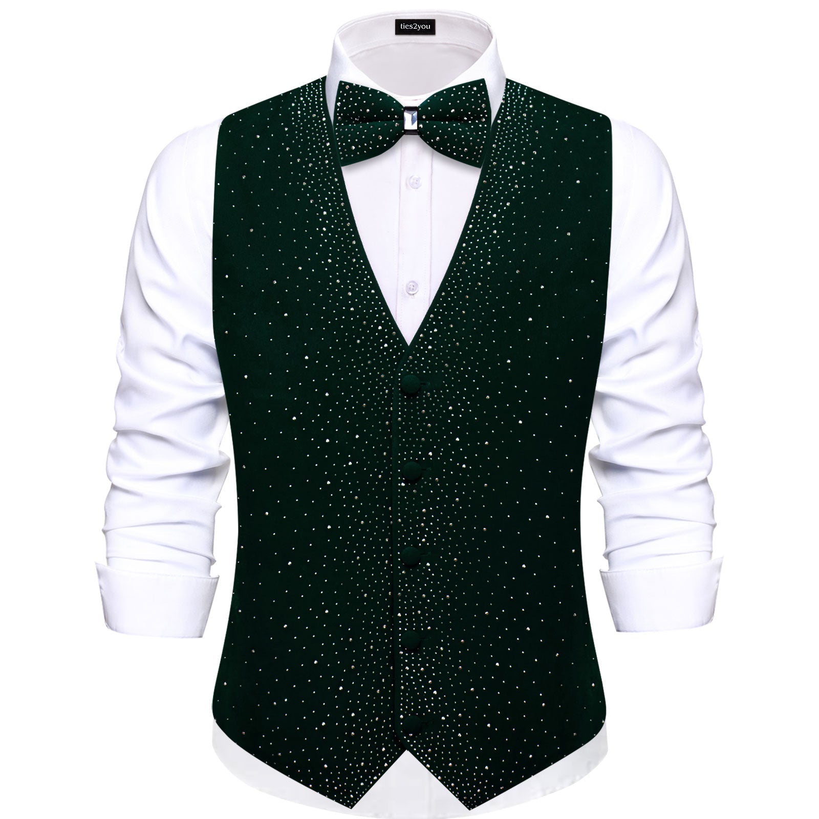 GentCrest Green Rhinestone Vest Set - Image 1