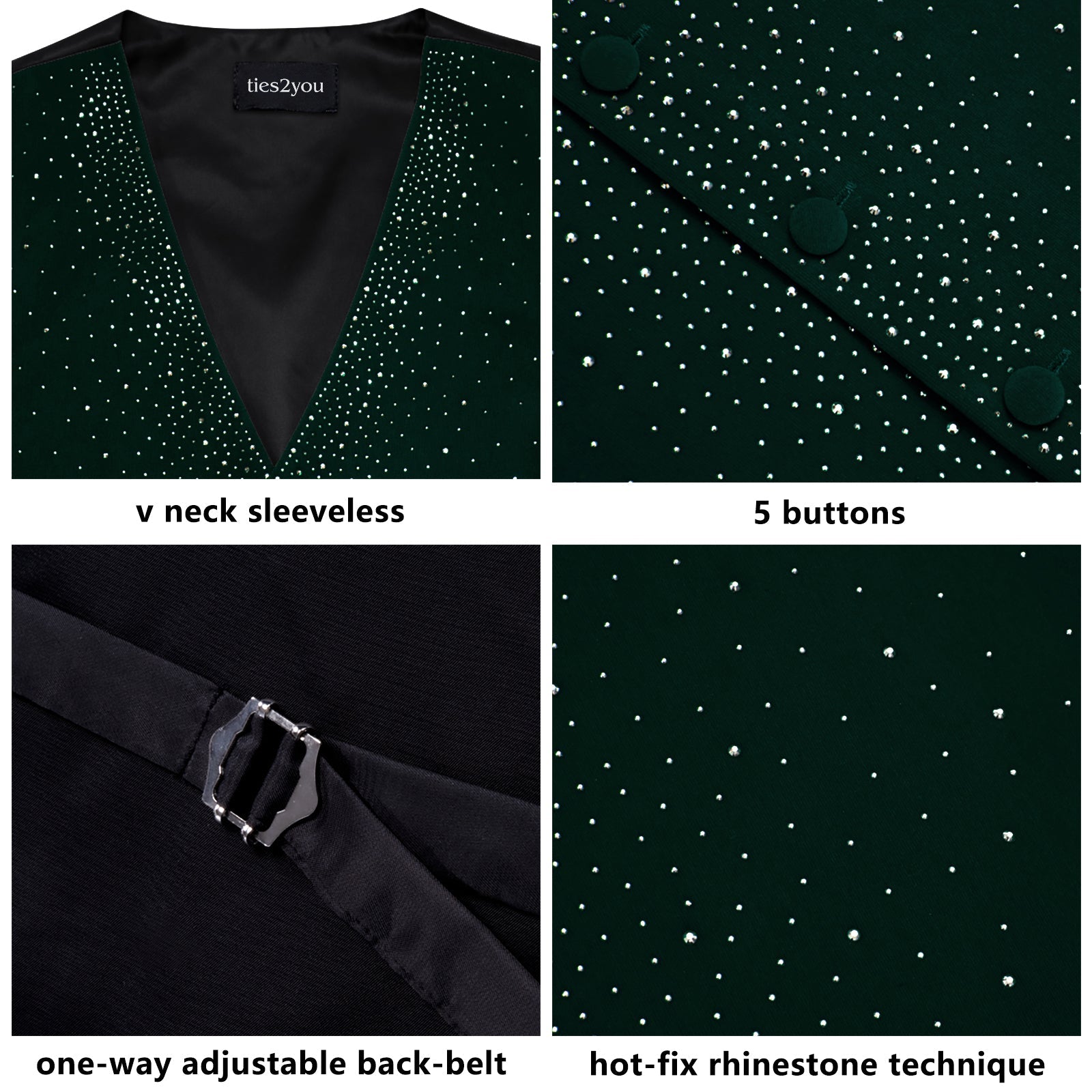 GentCrest Green Rhinestone Vest Set - Image 7