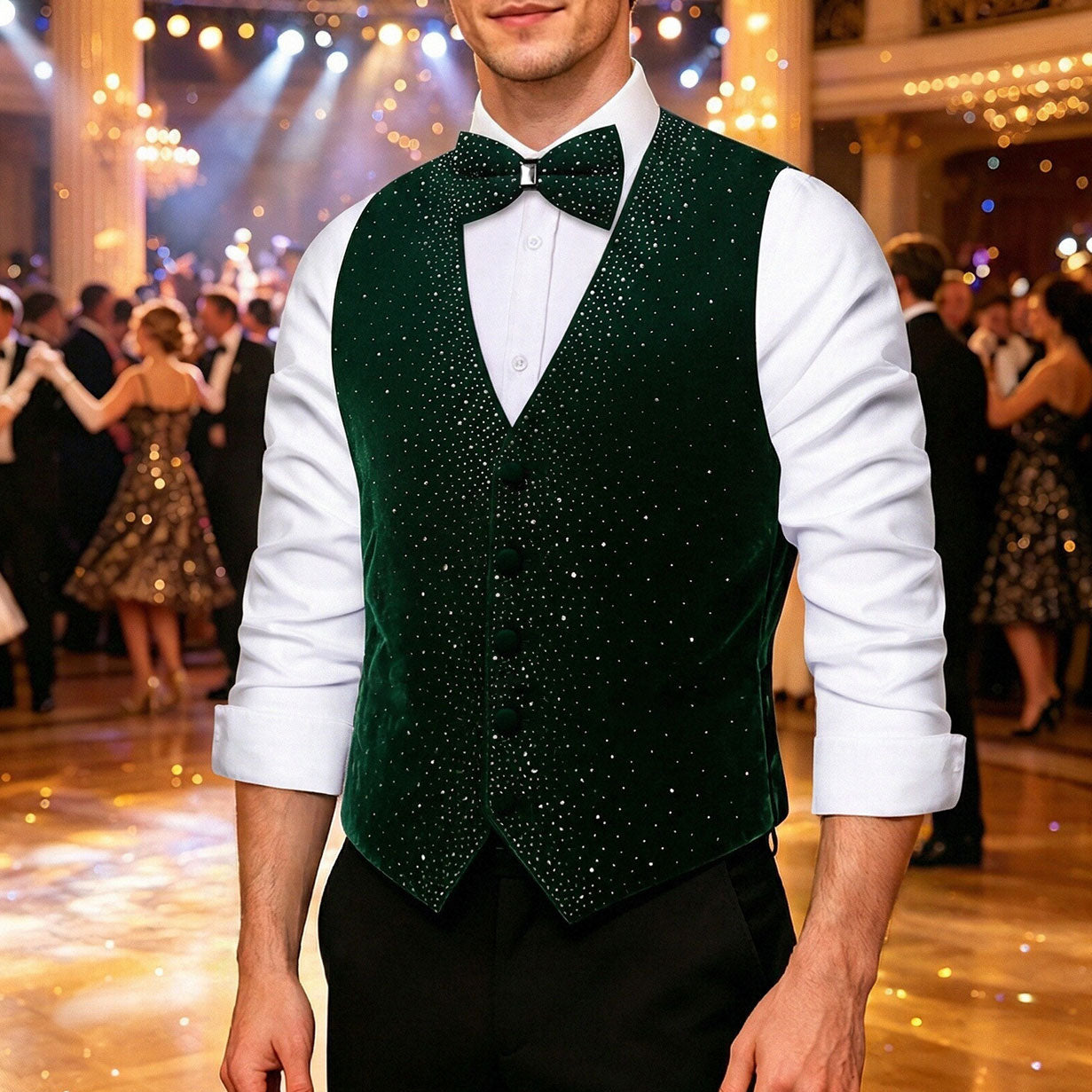 GentCrest Green Rhinestone Vest Set - Image 2