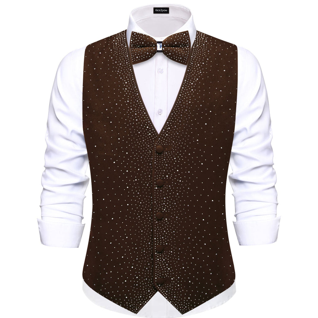 GentCrest Brown Rhinestone Vest Set - Image 1