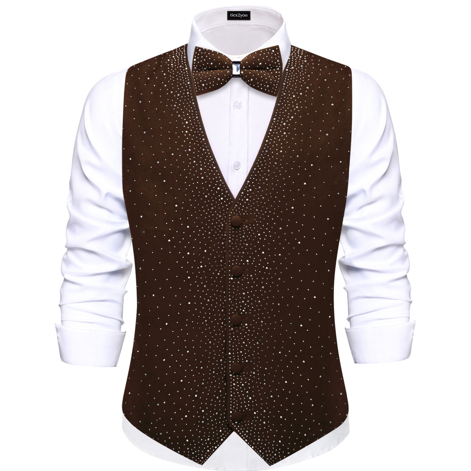 GentCrest Brown Rhinestone Vest Set - Image 1