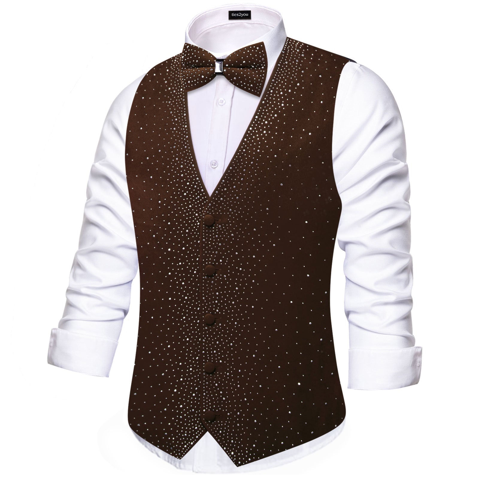 GentCrest Brown Rhinestone Vest Set - Image 3