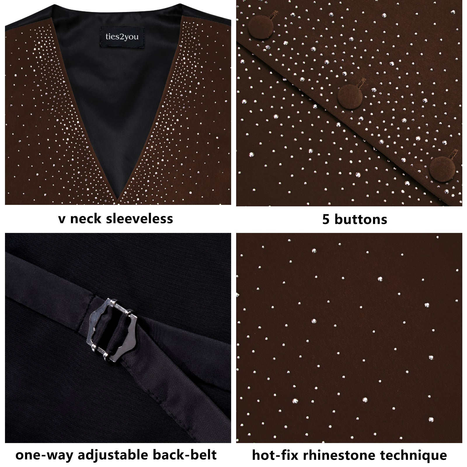 GentCrest Brown Rhinestone Vest Set - Image 7