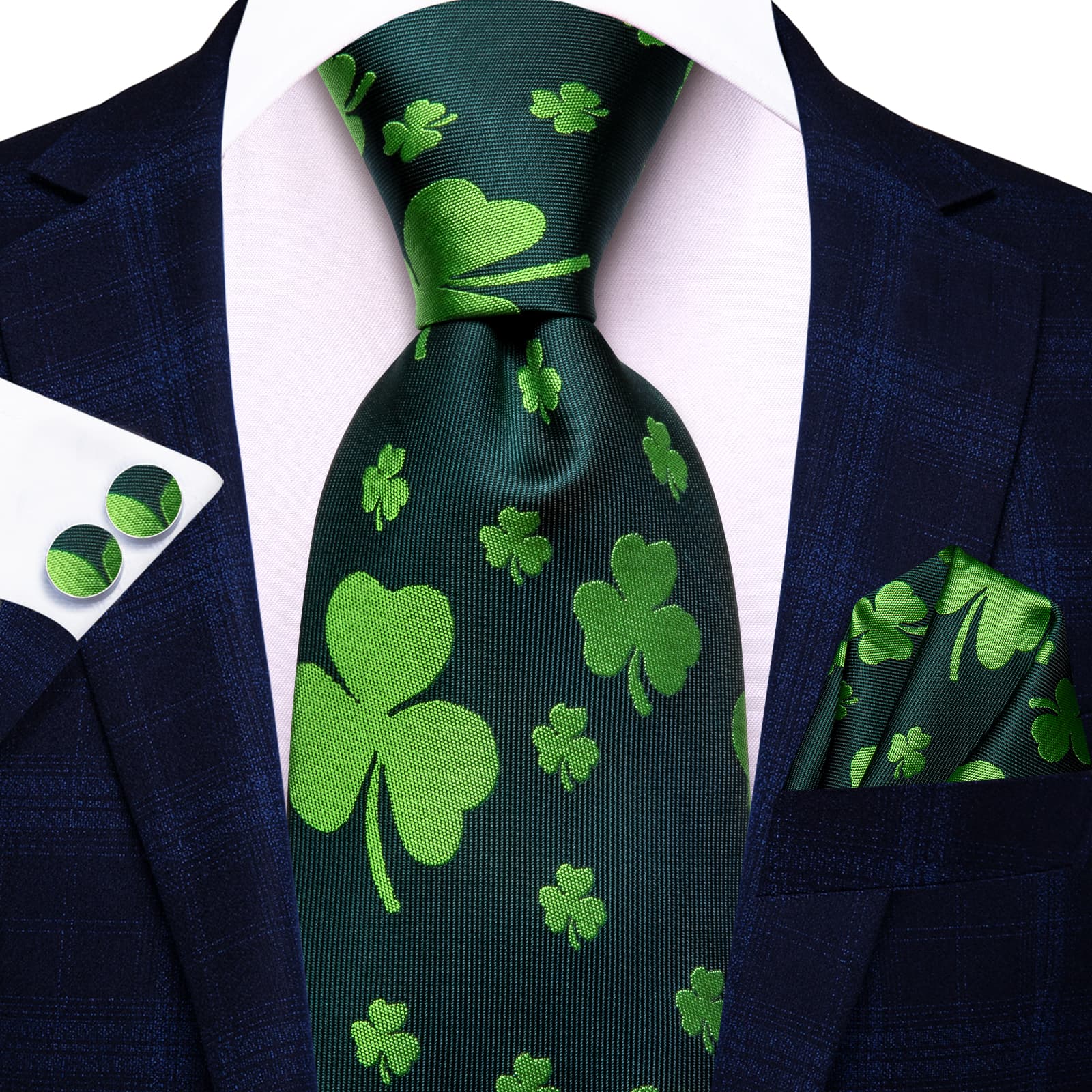 GentCrest Green Novelty Tie Hanky Cufflinks Set - Image 2
