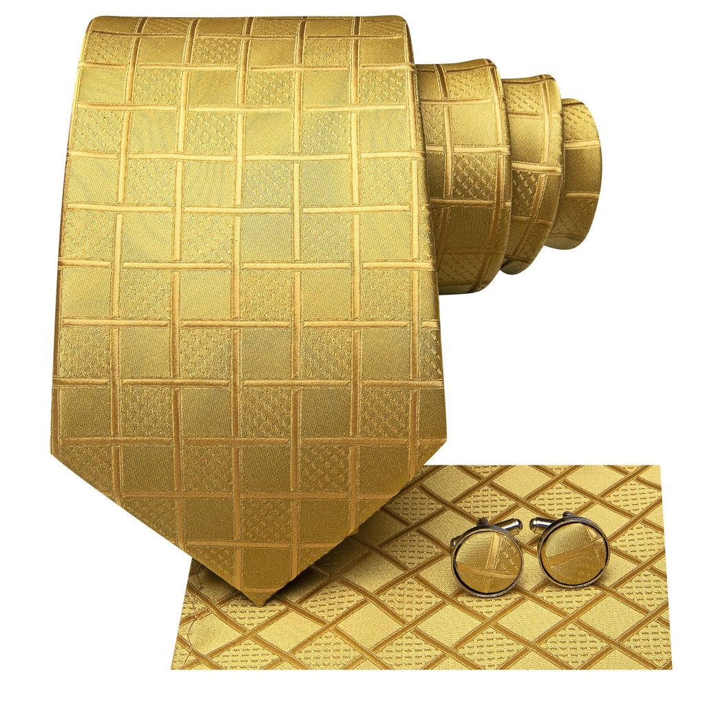 GentCrest Gold Plaid Tie Hanky Cufflinks Set - Image 3