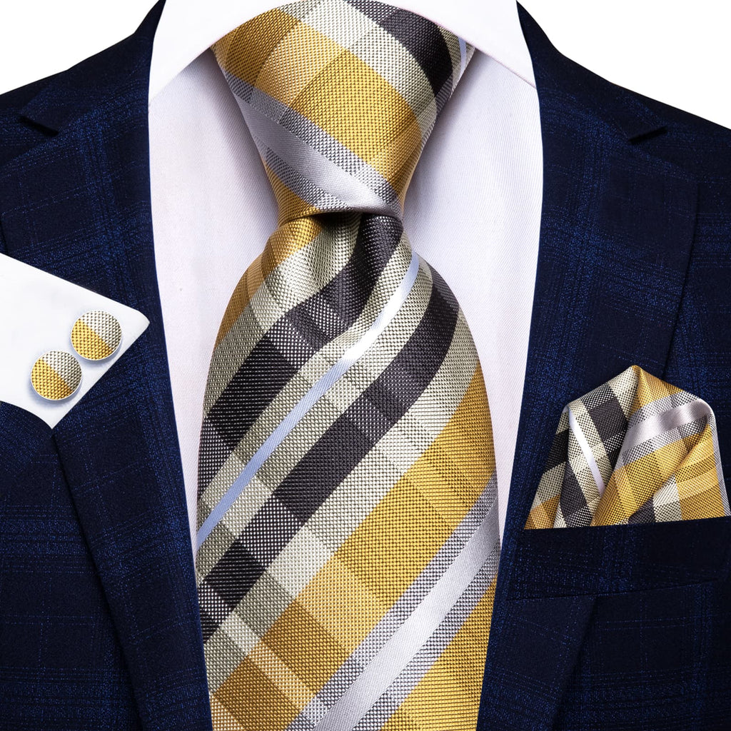 GentCrest Black Striped Tie Hanky Cufflinks Set - Image 2
