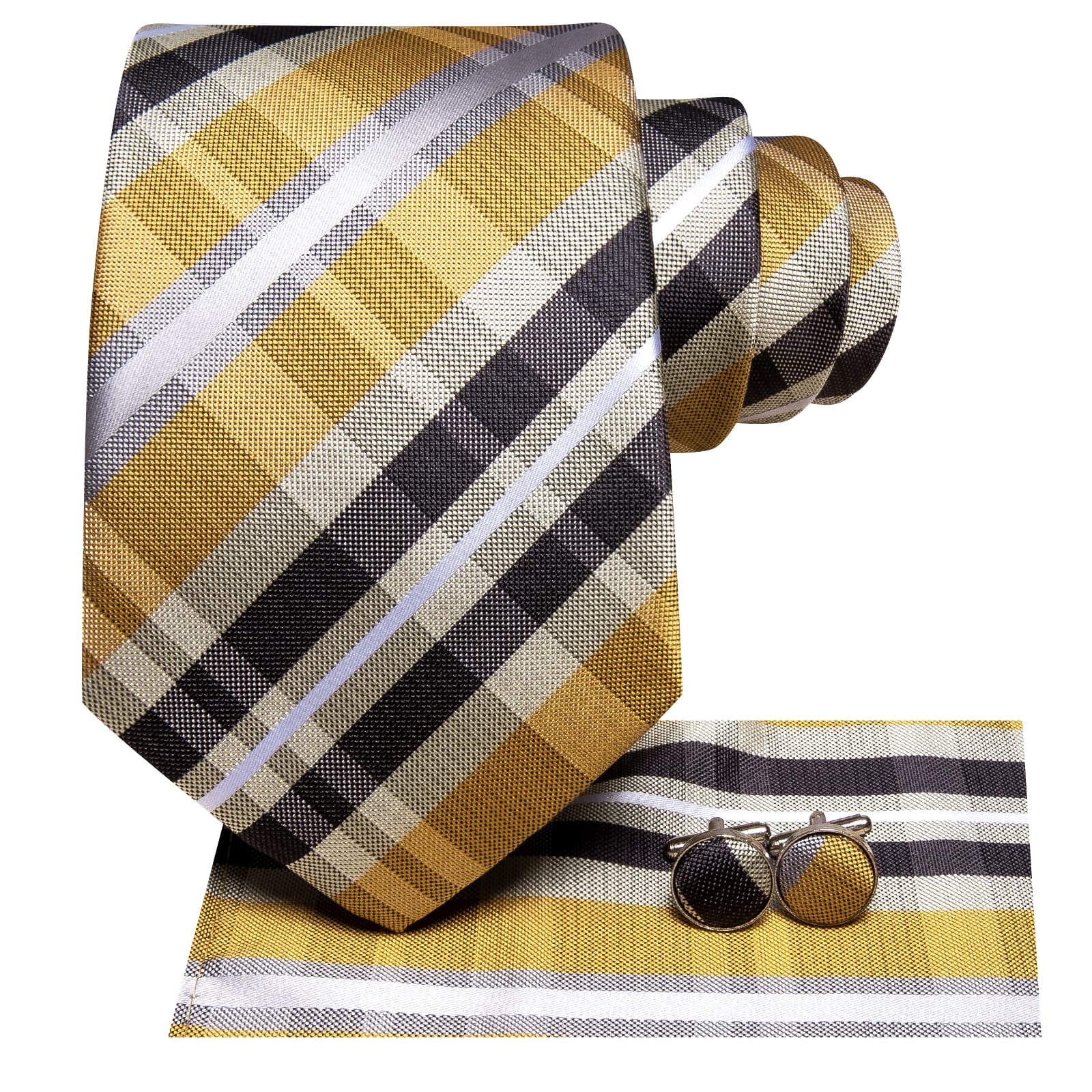 GentCrest Black Striped Tie Hanky Cufflinks Set - Image 3
