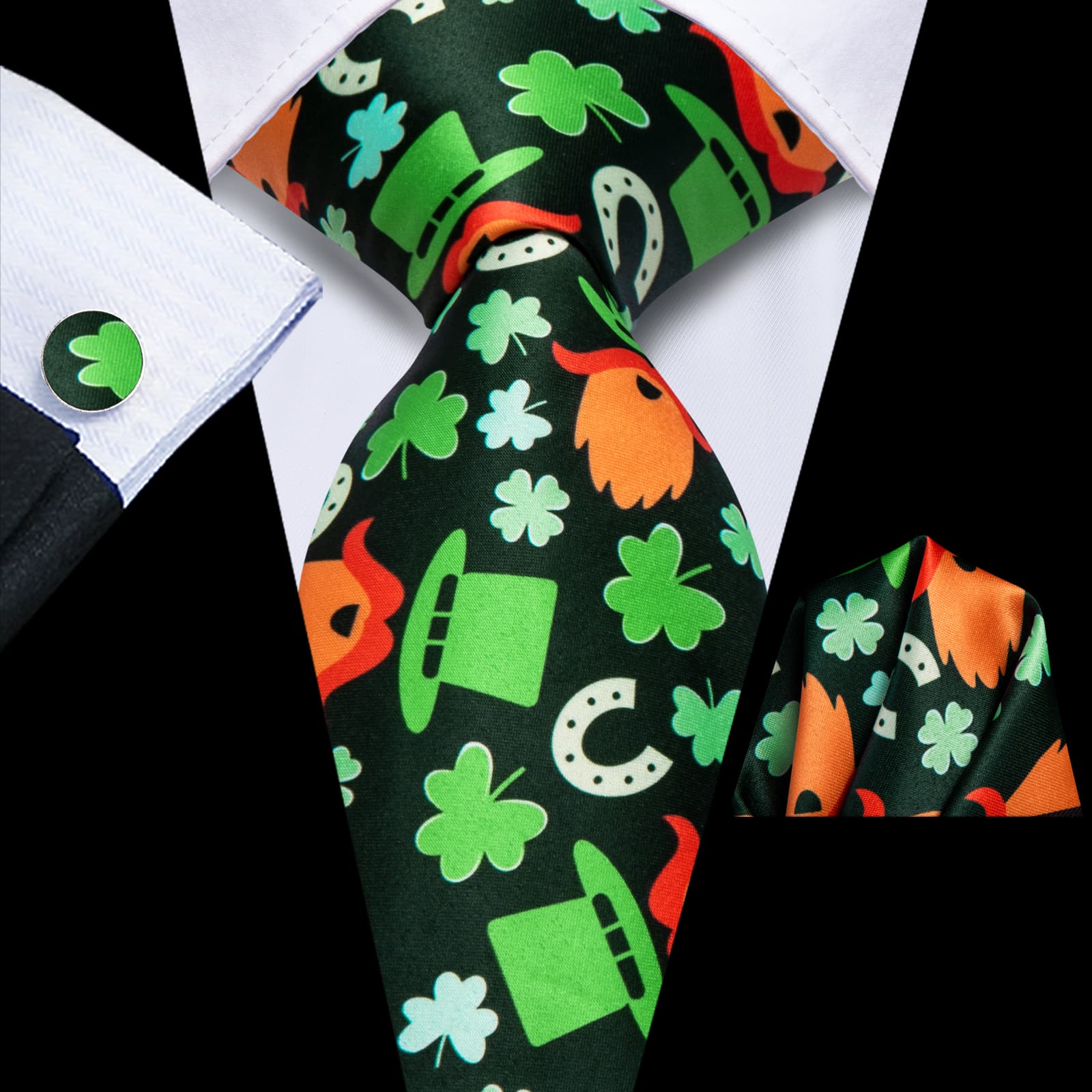 GentCrest Green Novelty Tie Hanky Cufflinks Set - Image 1