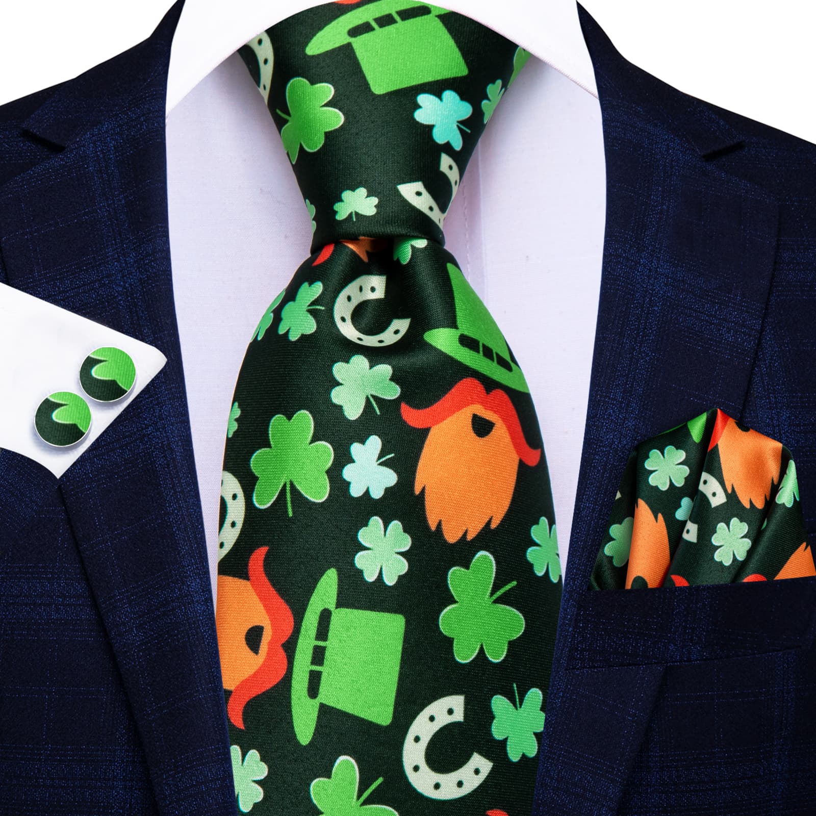 GentCrest Green Novelty Tie Hanky Cufflinks Set - Image 2