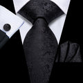 GentCrest Black Paisley Tie Hanky Cufflinks Set - Image 1